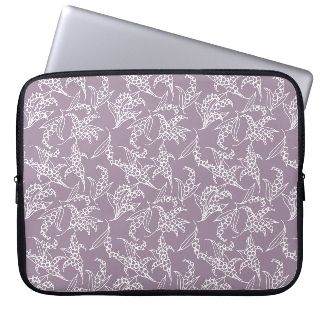 15-inch Laptop Sleeve: Lilies-of-the-Valley, Mauve Laptop Sleeve (Front)