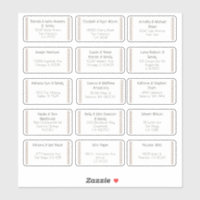 15 Individual Wedding Guest Name Address Sticker