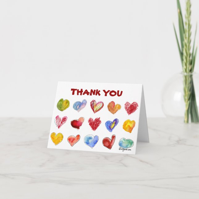 15 Love Hearts Thank You Card (Front)