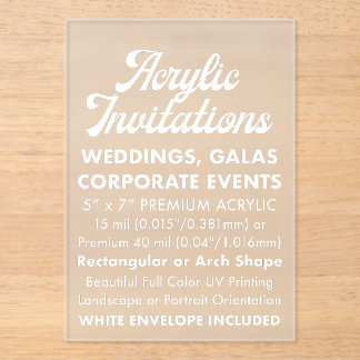 15 Mil Rectangular Frosted Acrylic Invitation