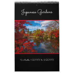 15 Month Japanese Gardens Wall Calendar