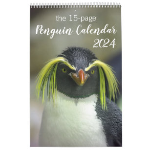 15-Month Penguin Calendar with Descriptions 2024