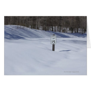 15 mph sign buried in snow