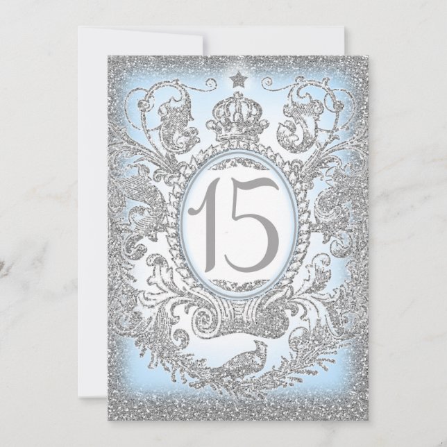 15 Once Upon a Time Princess Blue Invitation (Front)