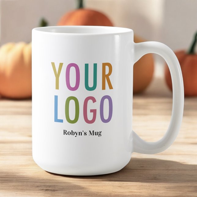15 oz Logo Coffee Mug for Employees Promotional (MISOOK White 15 oz Mug with Logo and Name)