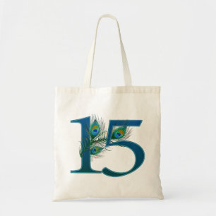 15 Peacock Feather Anniversary Elegant Tote Bag