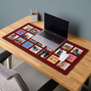 15 Photo, 6 Colour Block on Burgundy Desk Mat