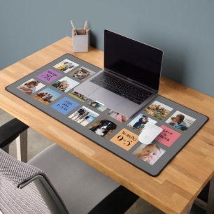 15 Photo, 6 Colour Block on Grey Desk Mat