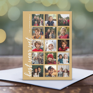 15 Photo Best Year Yet HYN Minimal Gold Holiday Card
