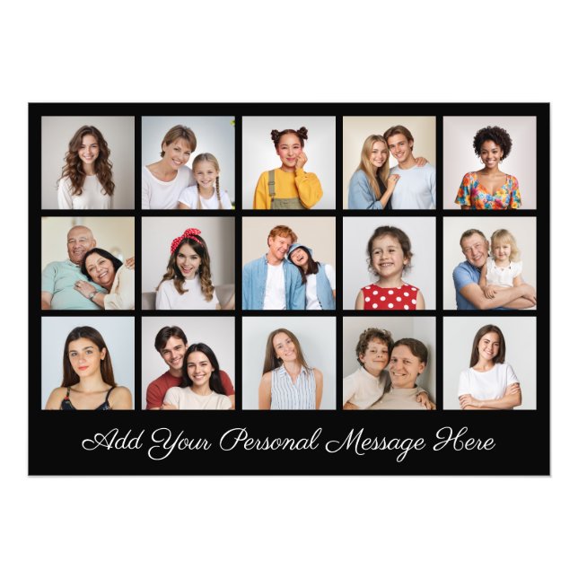 15 Photo Collage Add A Greeting Photo Enlargement Print (Front)