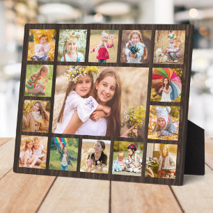 15 Photo Collage Family Rustic Simple Plaque