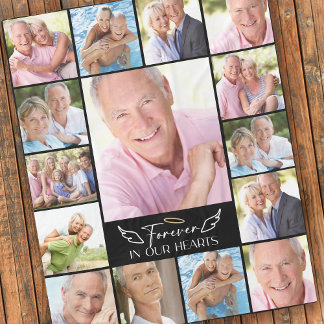 15 Photo Collage Forever in Our Hearts Fleece Blanket