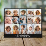 15 Photo Collage Grid - Script Text - black white Postcard<br><div class="desc">Use 15 photos to create a personal photo collage postcard. This modern, clean layout includes a script text block to add a family name or other information. The background colour and fonts can be changed in the customise area. ***For best results for this multi photo layout - crop your photos...</div>
