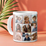 15 Photo Collage Grid - terra cotta Large Coffee Mug<br><div class="desc">Use 15 photos to create a personal photo collage postcard. This modern,  clean layout includes a  background colour and fonts can be changed in the customise area. 

***For best results for this multi photo layout - crop your photos before uploading. Or use photos with the subject centred.***</div>