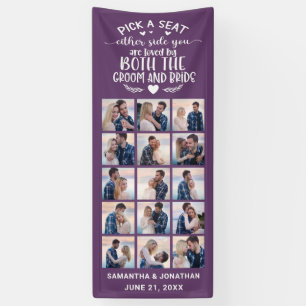 15 Photo Collage Purple Welcome To Our Wedding Banner