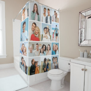 15 Photo Collage With A White Border  Shower Curtain