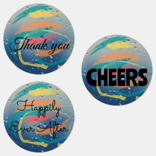 15-set Teal, Orange, Yellow & Coral Brushstrokes