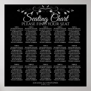 15 Table Elegant Black Wedding Seating Chart