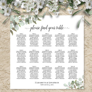 15 Table Eucalyptus Leaves Wedding Seating Chart