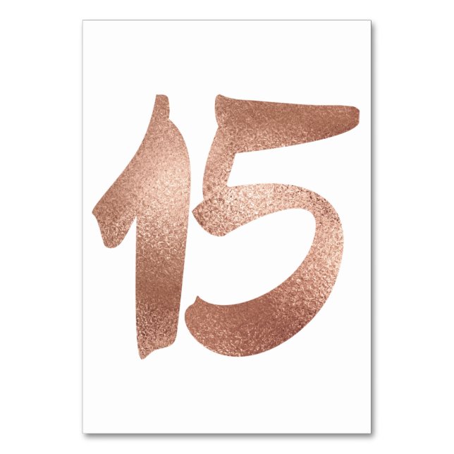 15 Table  Number White Metallic Pink Rose Gold (Front)