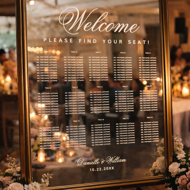 15 Table Transparent White Script Seating Chart  (Creator Uploaded)