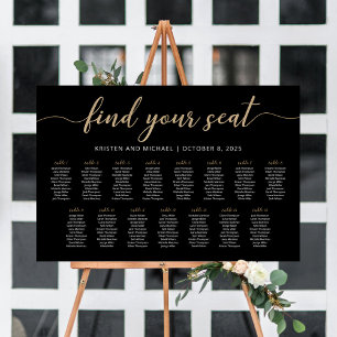 15 Tables Find Your Seat Black Seating Chart Plan