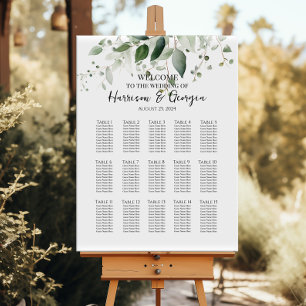 15 tables greenery elegant wedding seating chart
