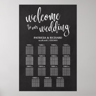 15 Tables Wedding Seating Chart Sign Chalkboard
