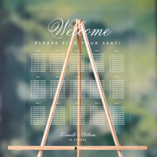 15 Tables White Minimalist Wedding Seating Chart