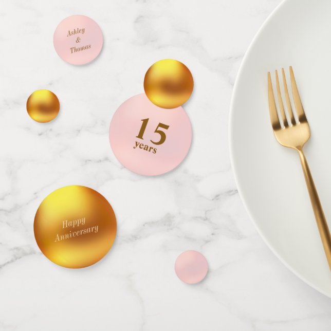 15 th Anniversary Gold & Pink Table Confetti (Group)