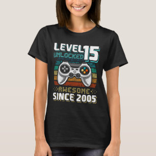15 Unlocked Awesome 2005 Video Game 15th Birthday T-Shirt