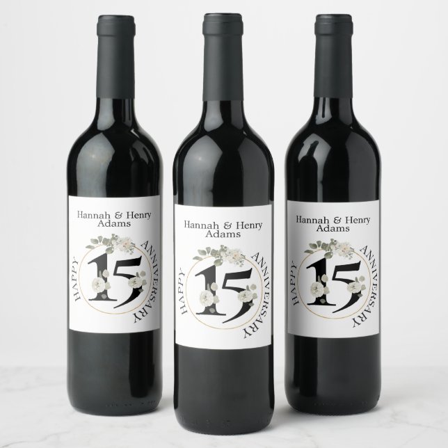 15 year ANNIVERSARY  Wine Label (Bottles)