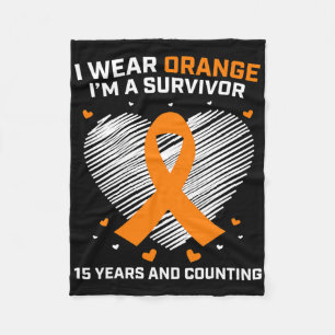 15 Year Cancer Free Leukaemia Survivor Gifts Orang Fleece Blanket