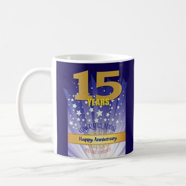 15 Year CUSTOM Recovery Anniversary Bold Numeral Coffee Mug (Left)