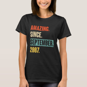 15 Year Old 15th Birthday Amazing Since September T-Shirt