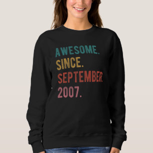15 Year Old 15th Birthday Awesome Since September Sweatshirt