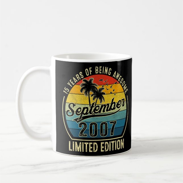 15 Year Old   Awesome Since September 2007 15th Bi Coffee Mug (Left)