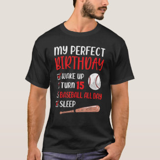 15 Year Old Baseball Birthday Party 15th Boy Fifte T-Shirt