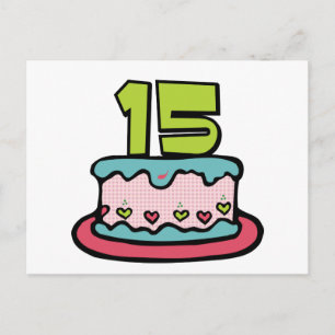 15 Year Old Birthday Cake Postcard