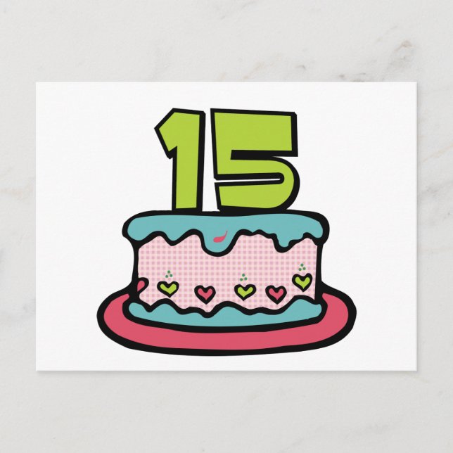 15 Year Old Birthday Cake Postcard (Front)
