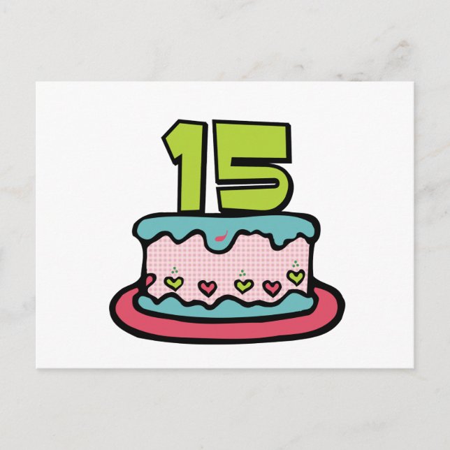 15 Year Old Birthday Cake Postcard (Front)
