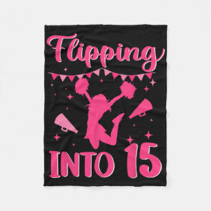 15 Year Old Birthday Cheerleading Girl 15th Cheerl Fleece Blanket