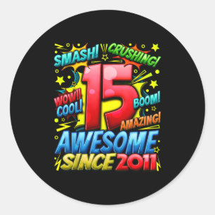 15 Year Old For Boys 15th Birthday Boy 15 Year Old Classic Round Sticker