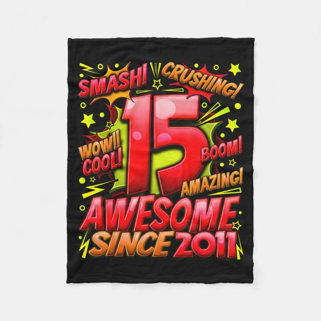 15 Year Old For Boys 15th Birthday Boy 15 Year Old Fleece Blanket (Front)