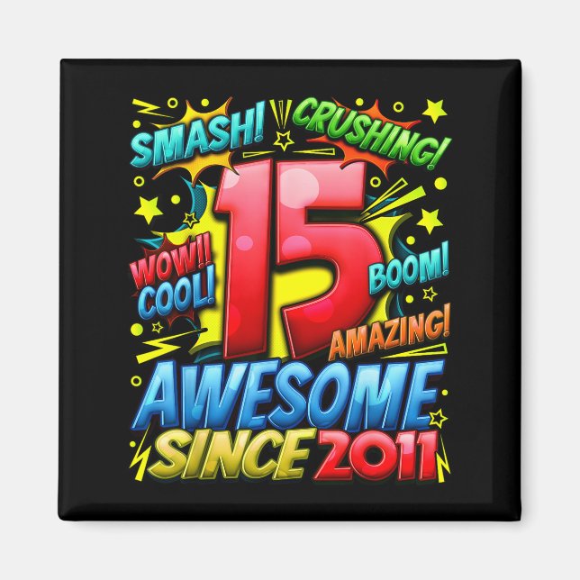 15 Year Old For Boys 15th Birthday Boy 15 Year Old Magnet (Front)