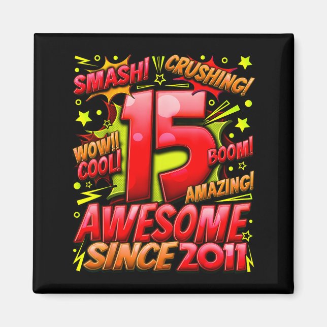 15 Year Old For Boys 15th Birthday Boy 15 Year Old Magnet (Front)