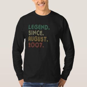 15 Year Old Legend Since August 2007 15th Birthday T-Shirt