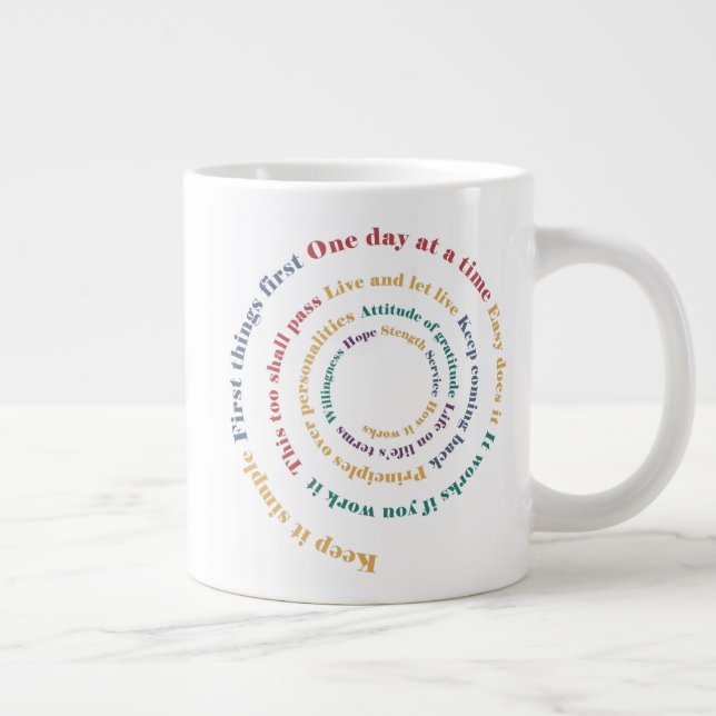 15 year Sobriety Slogan Spiral Giant Coffee Large Coffee Mug (Right)