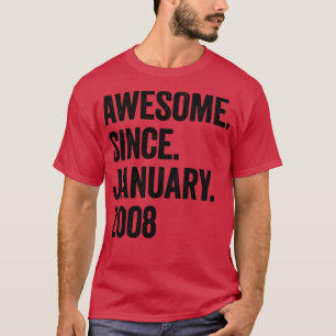 15 Years Awesome Since January 2008 15th Birthday T-Shirt