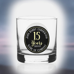 15 Years Long Service Commemorative Company Whiskey Glass